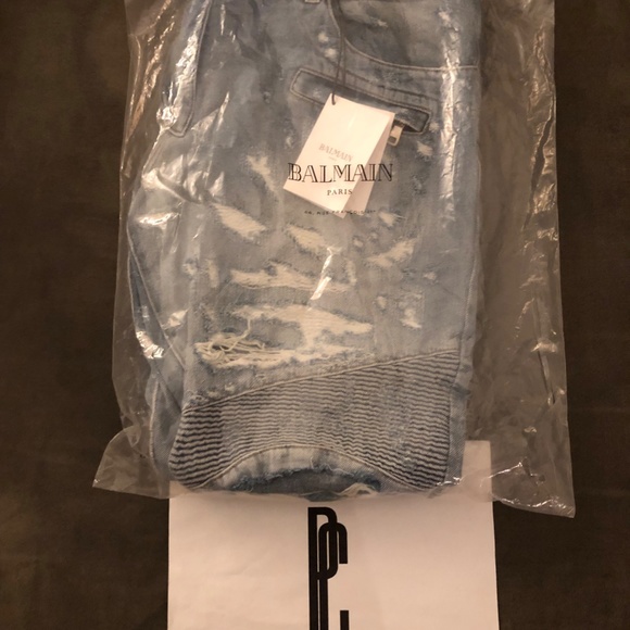 Balmain Distressed Classic Biker Jeans - Picture 2 of 5